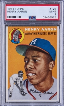 1954 Topps #128 Hank Aaron Rookie Card – PSA MINT 9